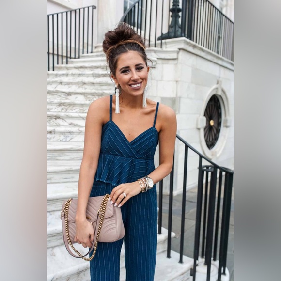 ETT TWA by Anthropologie blue striped denim jumpsuit size medium NWT - Picture 13 of 13